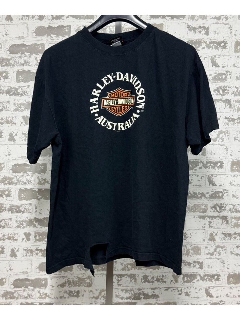 Harley-Davidson Australia 2004 Vintage XXL Black T-Shirt 100% Cotton damaged